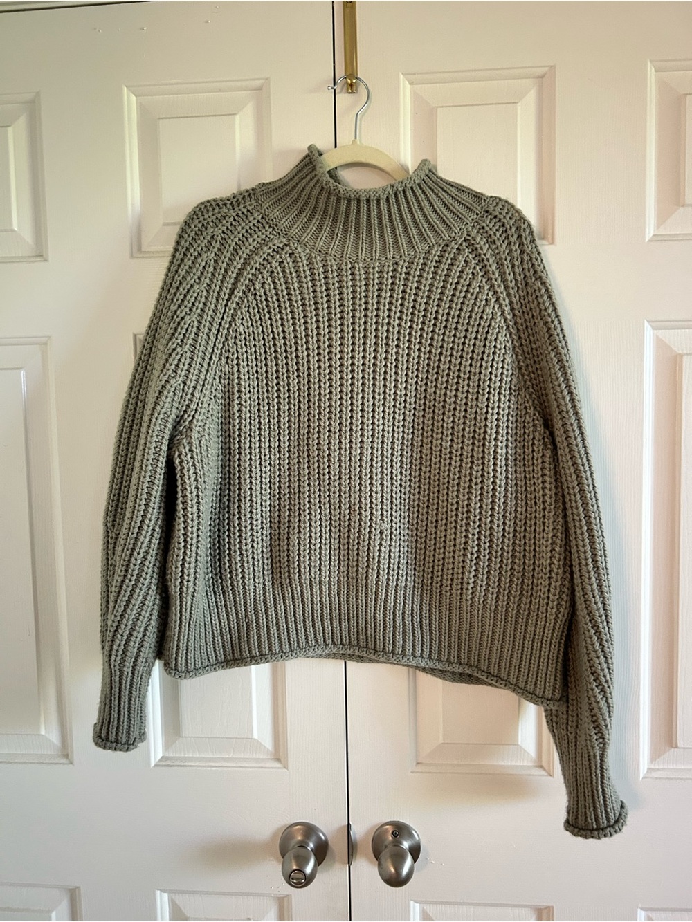 H&M Knitted Mock Neck Sweater - Olive Green XXL